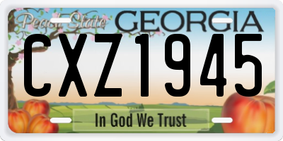 GA license plate CXZ1945
