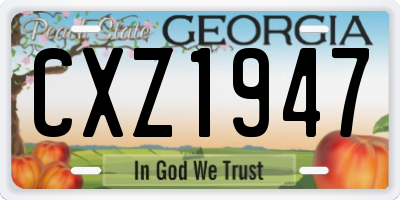 GA license plate CXZ1947