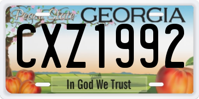GA license plate CXZ1992