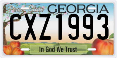 GA license plate CXZ1993