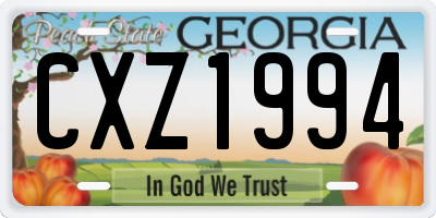 GA license plate CXZ1994