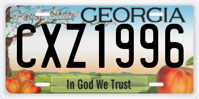 GA license plate CXZ1996