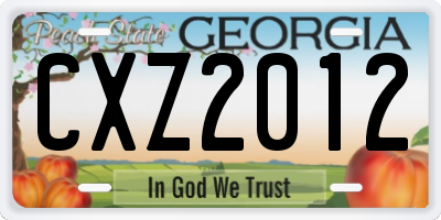 GA license plate CXZ2012
