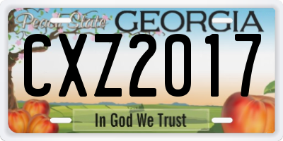 GA license plate CXZ2017
