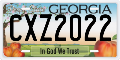 GA license plate CXZ2022