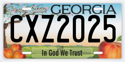 GA license plate CXZ2025