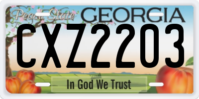 GA license plate CXZ2203