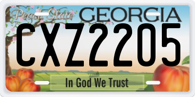 GA license plate CXZ2205