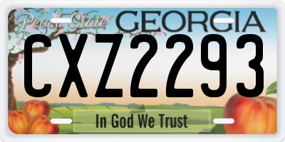 GA license plate CXZ2293
