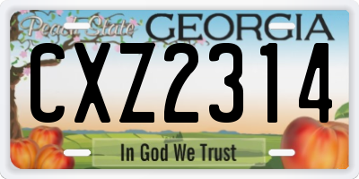GA license plate CXZ2314