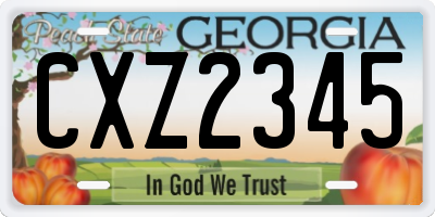 GA license plate CXZ2345