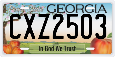 GA license plate CXZ2503