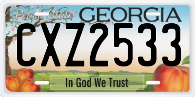 GA license plate CXZ2533