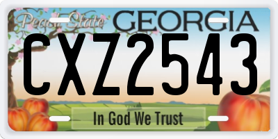 GA license plate CXZ2543