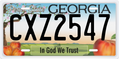GA license plate CXZ2547