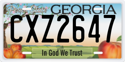 GA license plate CXZ2647