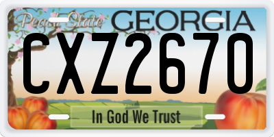 GA license plate CXZ2670