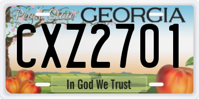 GA license plate CXZ2701