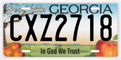 GA license plate CXZ2718