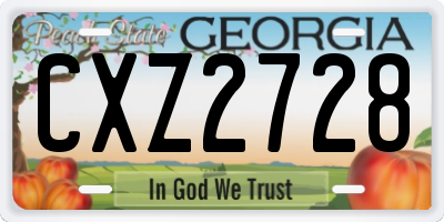 GA license plate CXZ2728