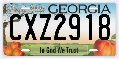 GA license plate CXZ2918