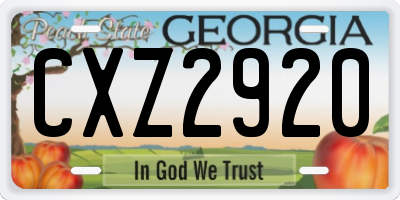 GA license plate CXZ2920