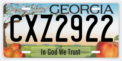 GA license plate CXZ2922