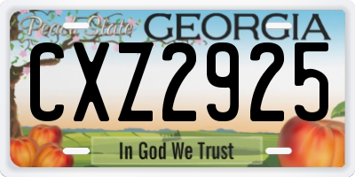GA license plate CXZ2925