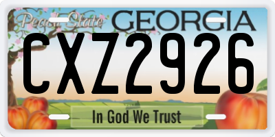 GA license plate CXZ2926