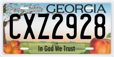 GA license plate CXZ2928