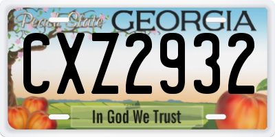 GA license plate CXZ2932