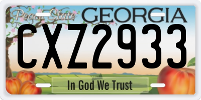 GA license plate CXZ2933