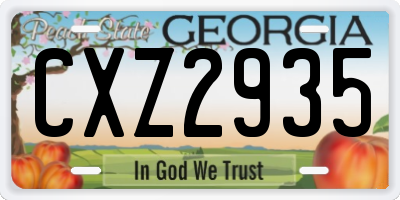 GA license plate CXZ2935