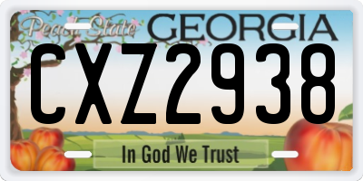 GA license plate CXZ2938