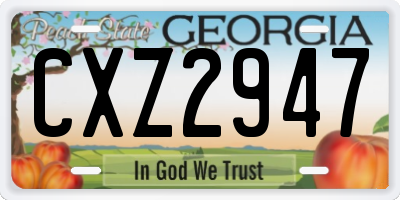 GA license plate CXZ2947