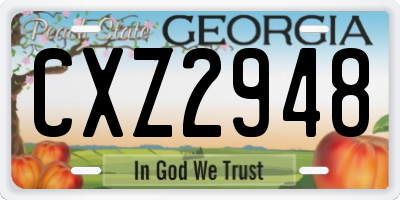 GA license plate CXZ2948