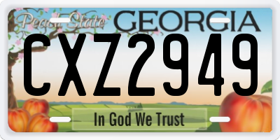 GA license plate CXZ2949