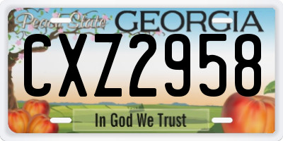 GA license plate CXZ2958