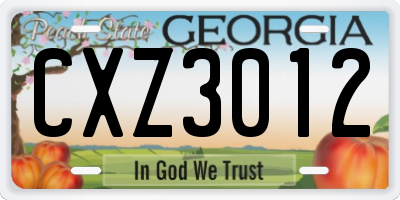 GA license plate CXZ3012