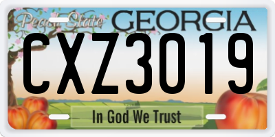 GA license plate CXZ3019