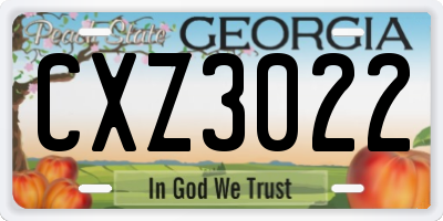 GA license plate CXZ3022