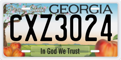 GA license plate CXZ3024