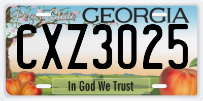 GA license plate CXZ3025