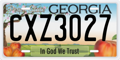 GA license plate CXZ3027