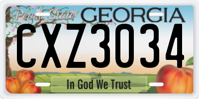 GA license plate CXZ3034