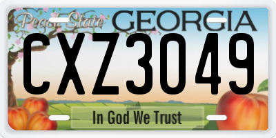 GA license plate CXZ3049