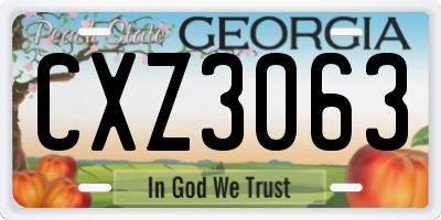 GA license plate CXZ3063