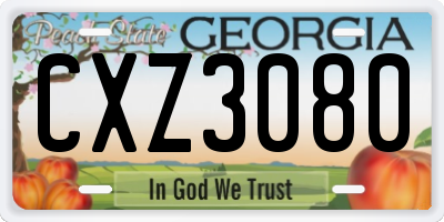 GA license plate CXZ3080