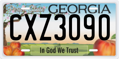 GA license plate CXZ3090