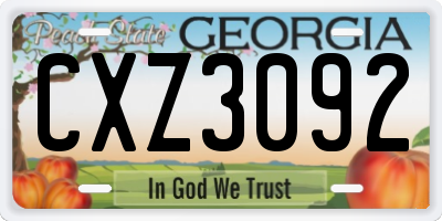 GA license plate CXZ3092